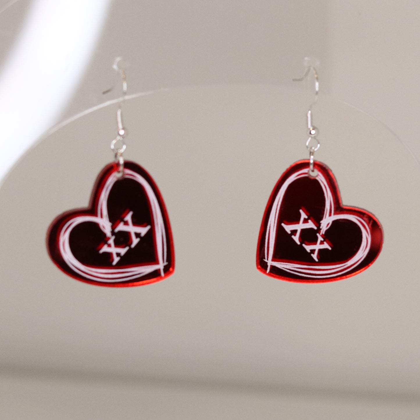 Heart Earrings - Mirrored Acrylic