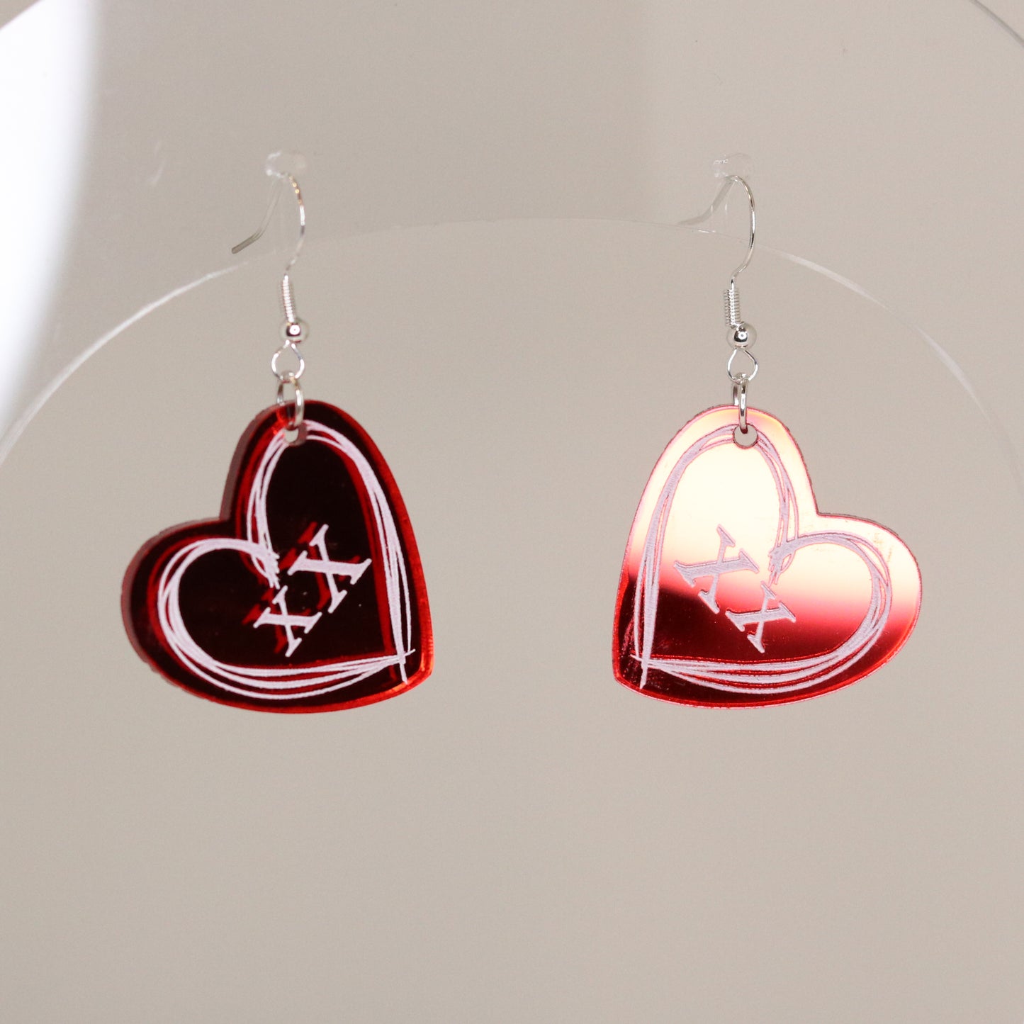 Heart Earrings - Mirrored Acrylic