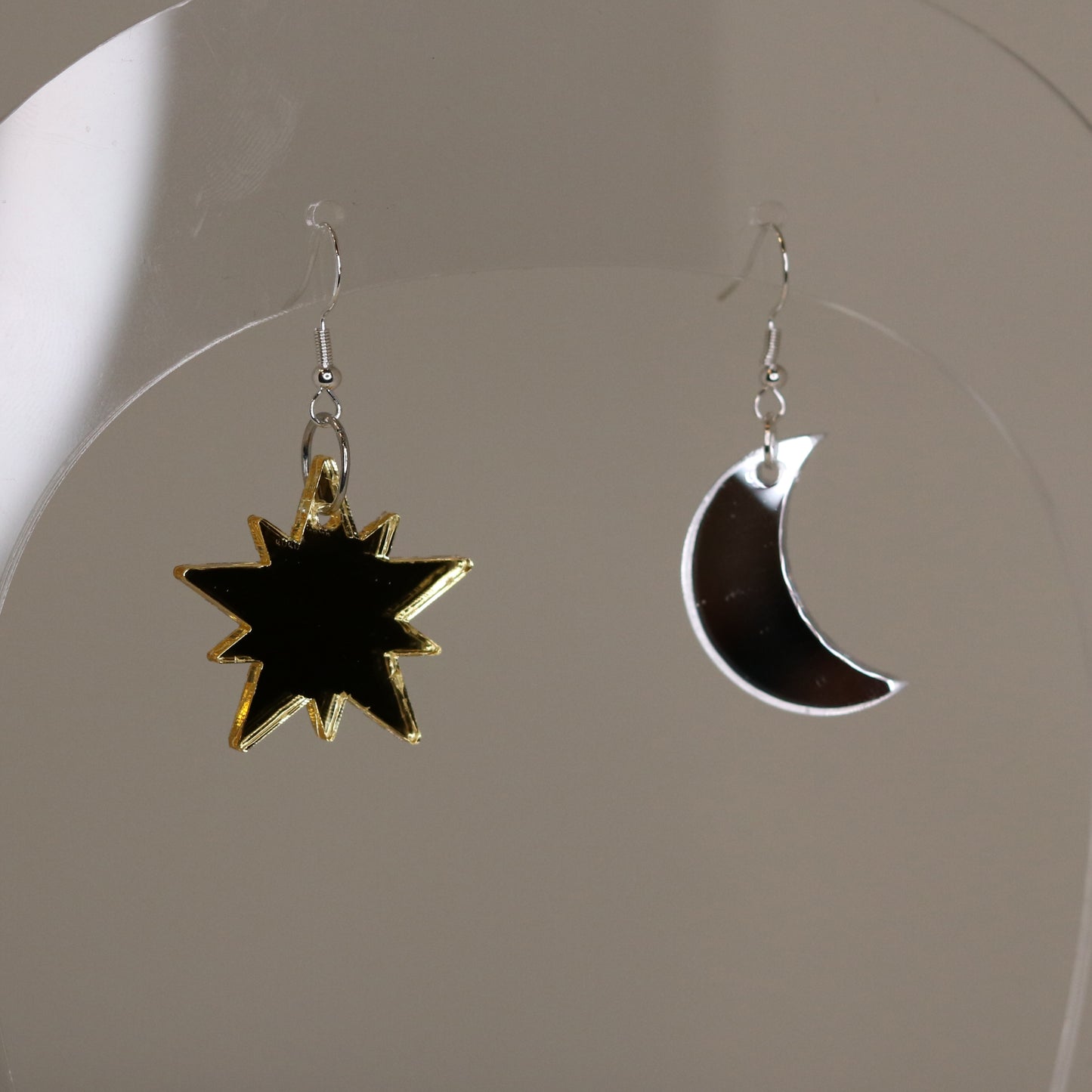 Star & Moon Earrings - Mirrored Acrylic